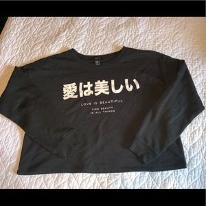 Black Crop Sweatshirt F21 Size OX